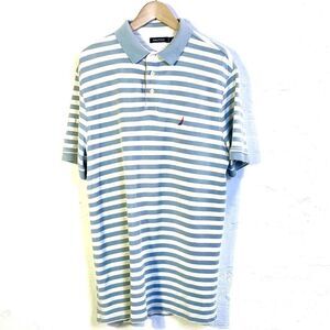 NAUTICA • men's size xtra large striped collar short sleeve polo •